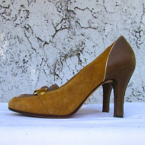 Cole Haan tan suede brown leather pumps 7.5B - Picture 4 of 7